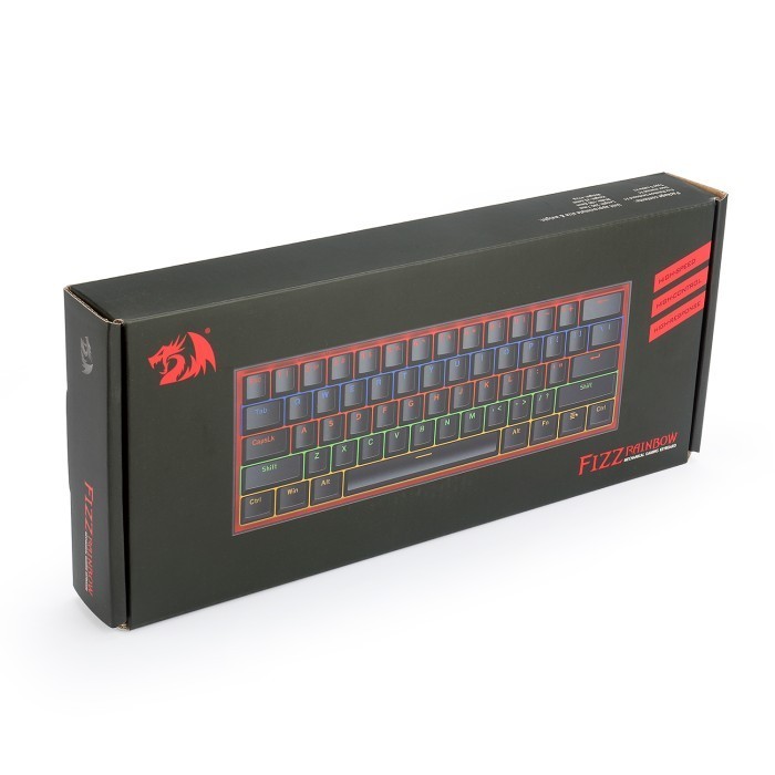 Redragon Mechanical Gaming Keyboard 60% Black Rainbow Fizz - K617-R