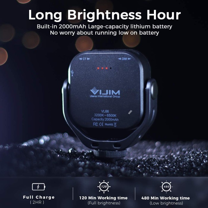 Ulanzi Vijim Vl66 Rotatable Bi Color Adjustable Led Video Light