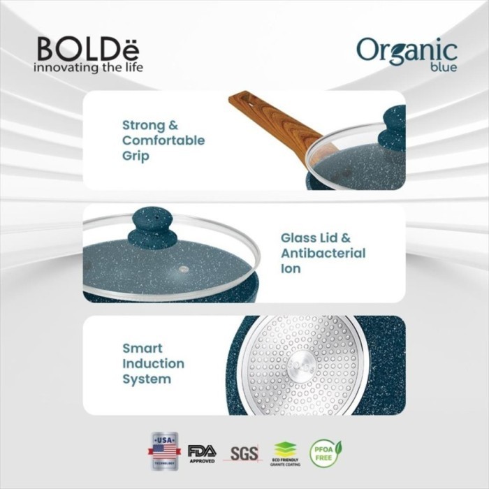 Bolde Organic Blue Cookware Set 5 Pcs Panci Wajan Termurah Terlaris Promo