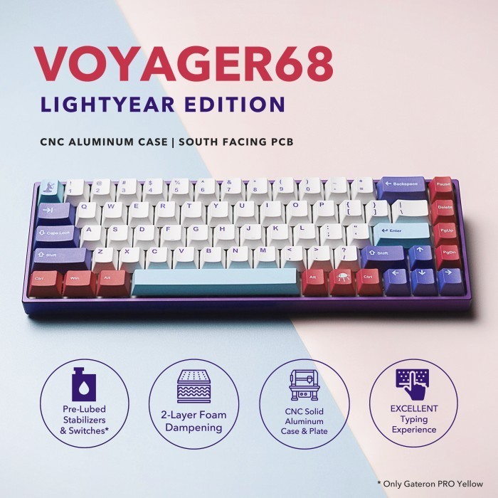 Voyager68 Lightyear Edition Cnc Alu South Facing Mechanical Keyboard Termurah Terlaris Promo