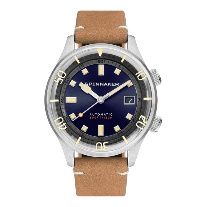 Spinnaker Sp-5062-05 Vintage Bradner Men Blue Dial Brown Leather Strap