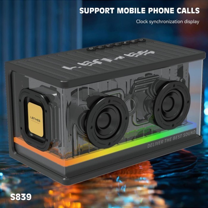 Lenyes S839 Speaker Bluetooth Transparan Rgb Light Tws Portable Termurah Terlaris Promo