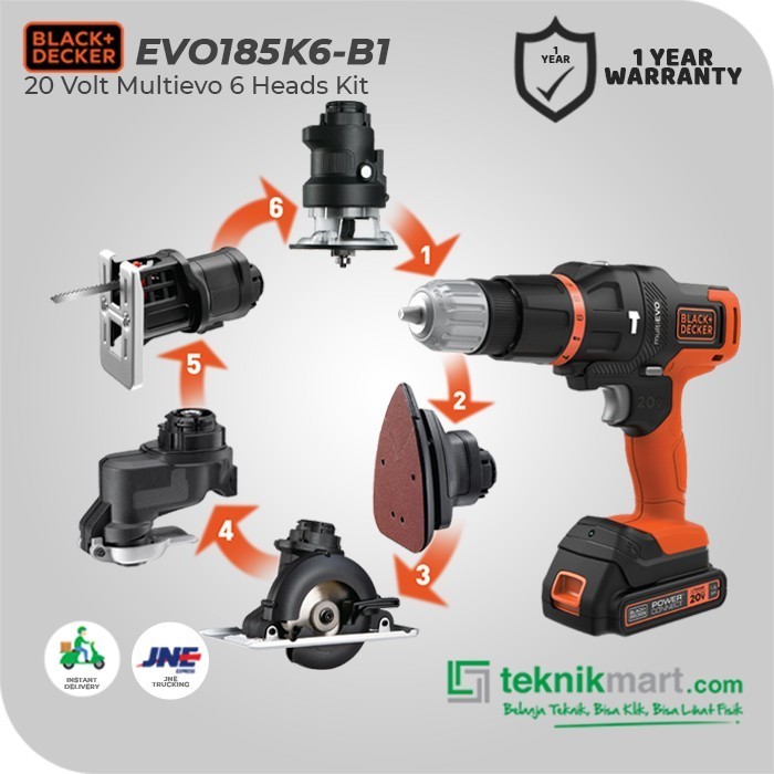 Black And Decker Evo185K6 20 Volt Multi Evo 6 Heads Kit