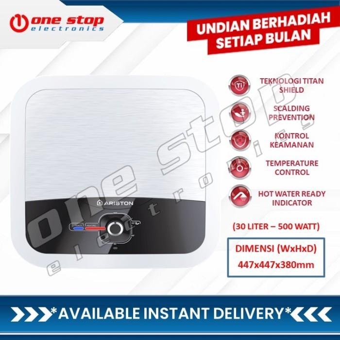Ariston An2 30 Rs / An2 30Rs / Andris2 Rs Water Heater 30 Ltr 500 Watt Termurah Terlaris Promo