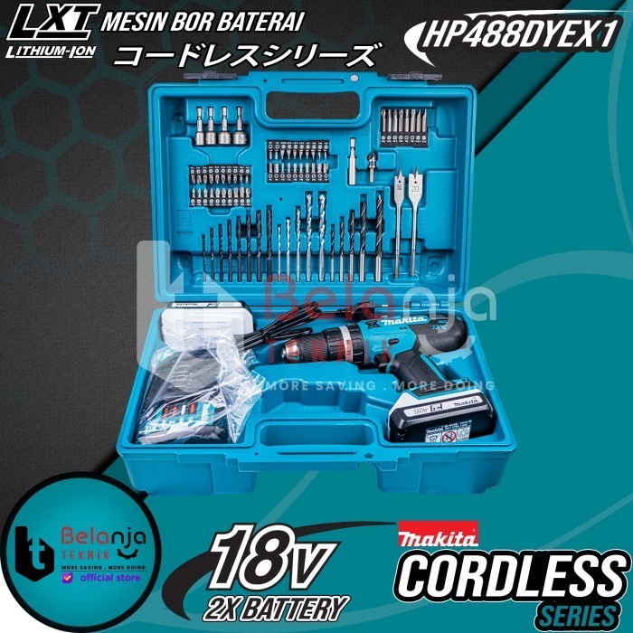 Makita Cordless Hammer Driver Drill Hp488D Bor Baterai 18V Hp 488 D Termurah Terlaris Promo