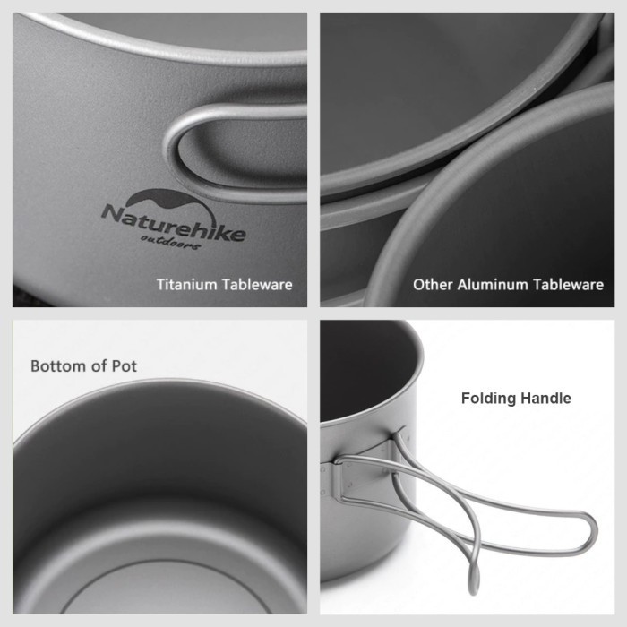 Wajan Titanium Naturehike Nh18T010-A Nh18T020-B Nesting Frying Pan