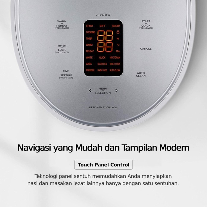 Cuckoo CR-0675F Rice Cooker 1 Liter - Teknologi Pemanasan 3 Dimensi & Panel Sentuh LED