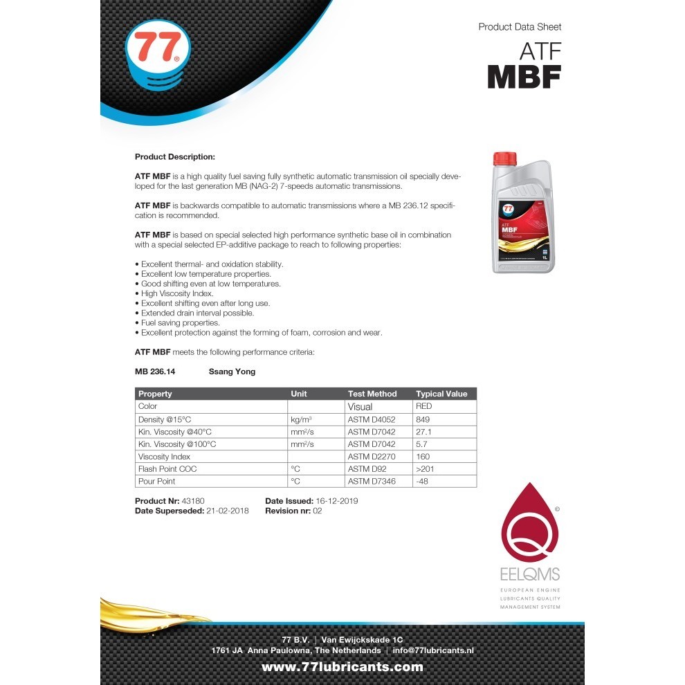 New Oli Matic 77 Lubricants Atf Mbf Galon 5Lt (Khusus Mercedes-Benz Nag 2)