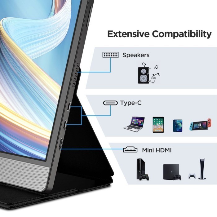 Koorui 15B1 Portable Monitor 15.6Inch Ips 1080P 60Hz Built-In Speakers