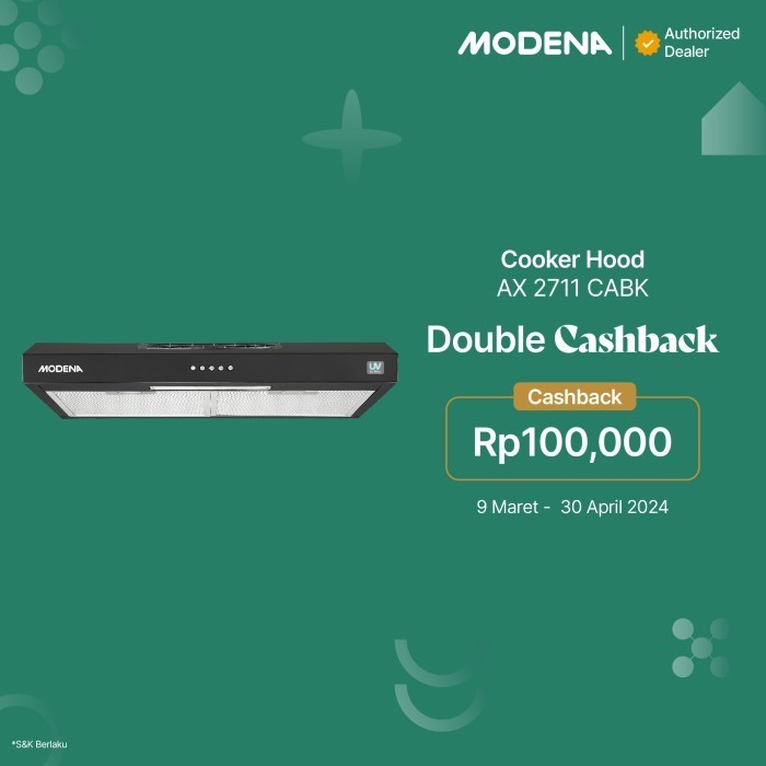 Modena AX 2711 CABK Purifier Slim Hood Hybrid 70cm - Hitam