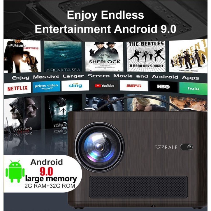 Ezzrale Ezr2 Smart Android Projector 1080P 350 Ansi Wifi