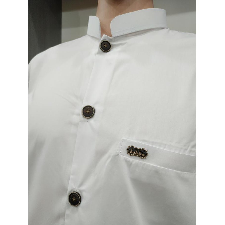 Baju Koko Pria Dewasa Putih Polos Merk Dobha Koko Haibah Model Terbaru