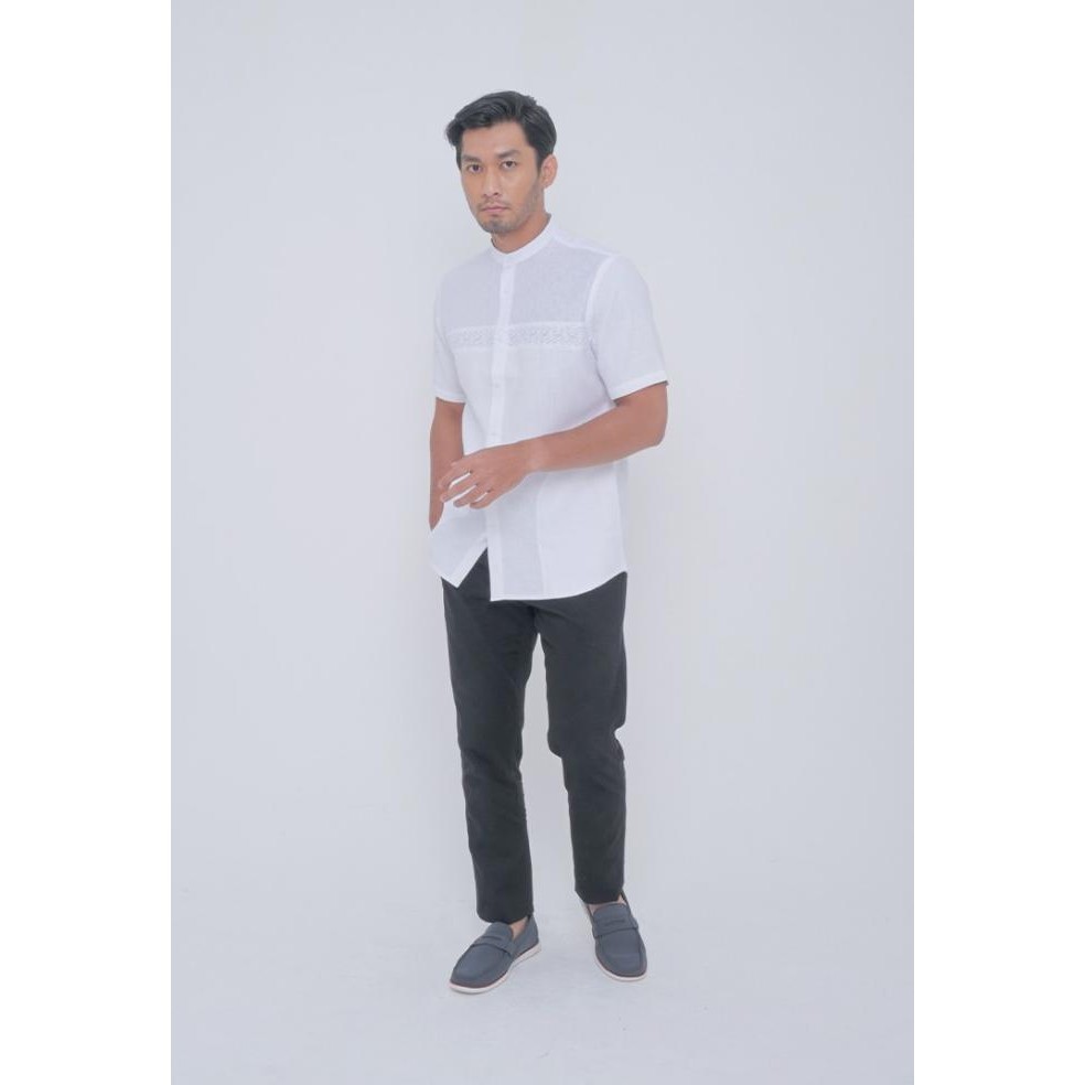 Men'S Top Kemeja Koko Lengan Panjang Pendek Fit Wilsan - White