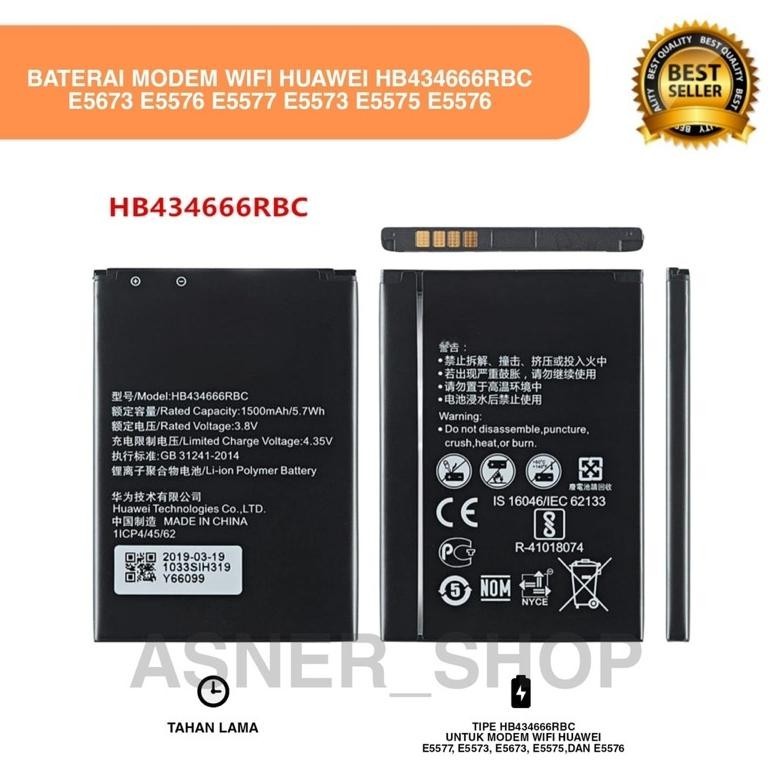 "Gratis Ongkir" Baterai Huawei HB434666RBC Bat Bolt Modem Slim 2 WiFi E5573 E5575 E5577 E5673 Batre ||