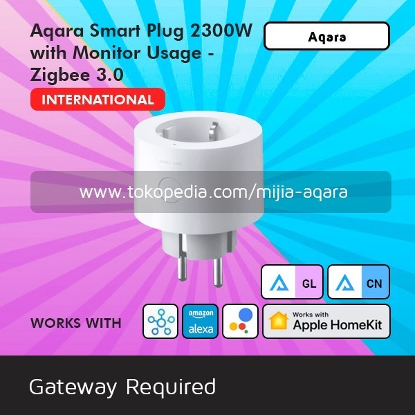 Aqara Smart Plug Colokan Indo EU Homekit 10A - Zigbee 3 International