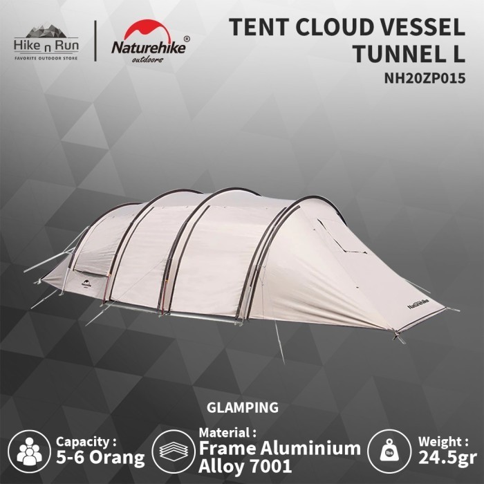 Tenda Camping Naturehike Nh20Zp015 Cloud Vessel Tunnel Tent Large