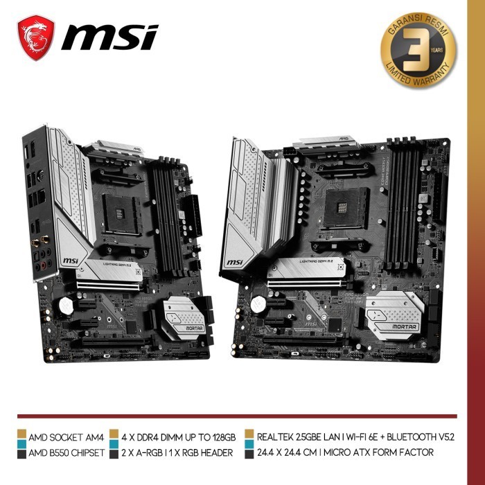Msi Mag B550M Mortar Max Wifi Motherboard Amd Ryzen Am4 Micro Atx