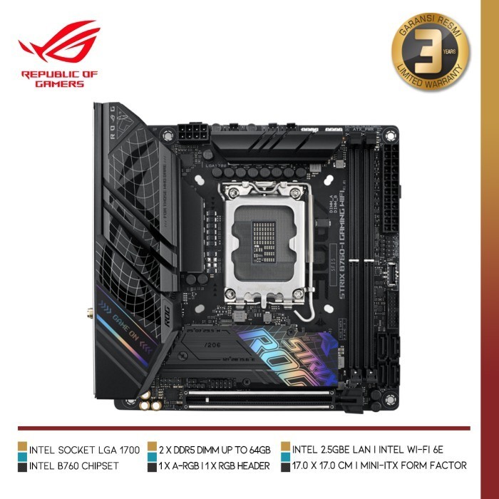 Asus Rog Strix B760-I Gaming Wifi Intel B760 Lga 1700 Ddr5 Mini-Itx