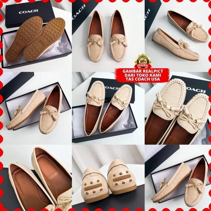Sepatu Coach Flat Loafers Sign Wanita Original Branded