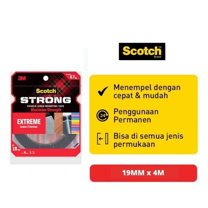 

SCOTCH 3M PEREKAT ISOLASI EXTREME MOUNTING TAPE 414-M19 19 MM X 4 M