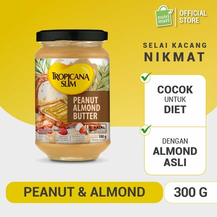 

Tropicana Slim Peanut Almond Butter Spread 300gr Selai Tanpa Gula