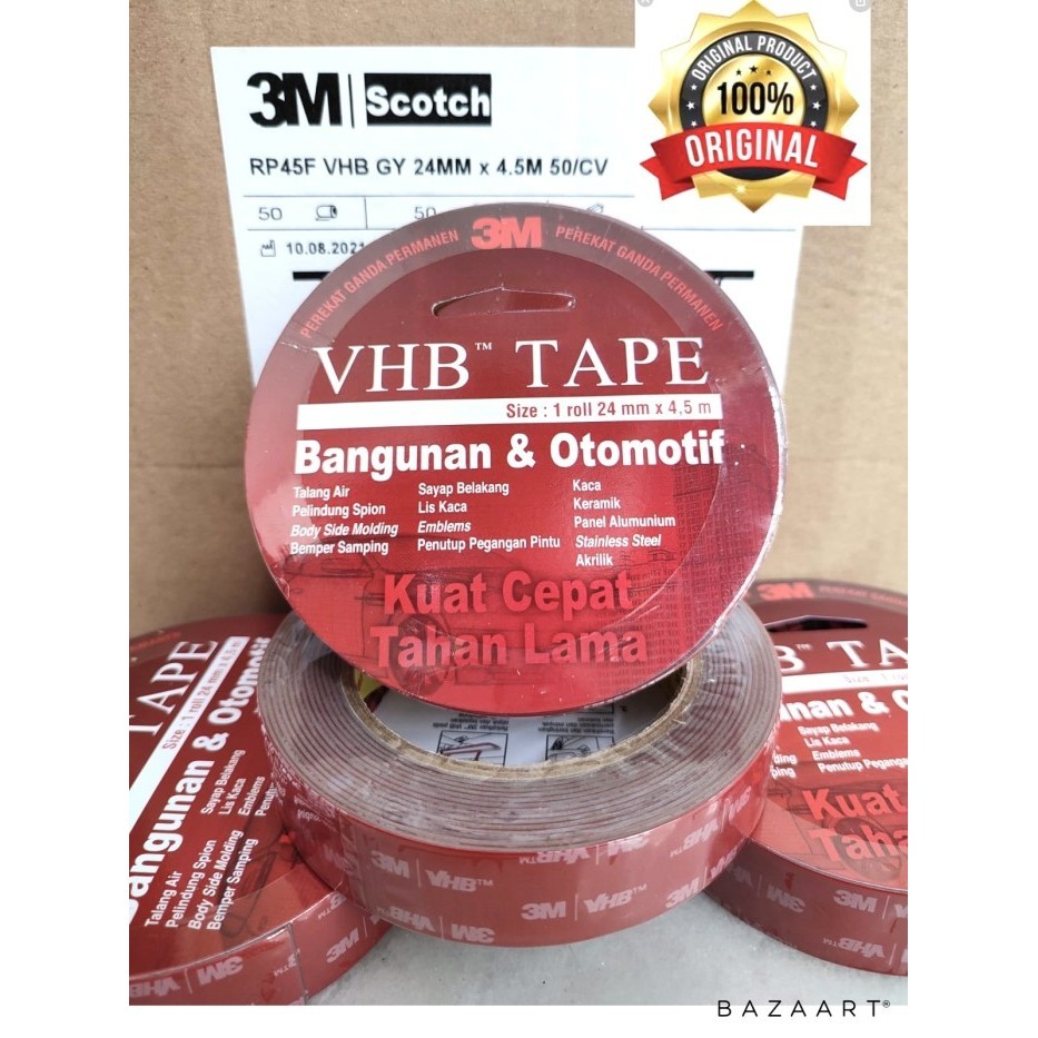 

HARGA DISKON 3M ORIGINAL VHB DOUBLE FOAM TAPE AUTOMOTIVE 1" (24 mm x 4,5 M) TERBAIK