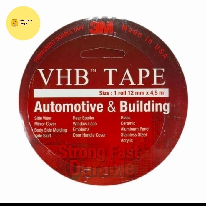 

MURAH DAUBLE TAPE 3M VHB 4900 size 12mmx4,5 meter DOUBLE TIP