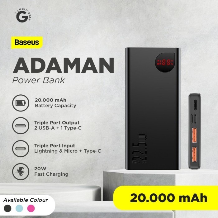 Baseus - Power Bank - Adaman Fast Charger 20.000Mah 22.5W Cable Type