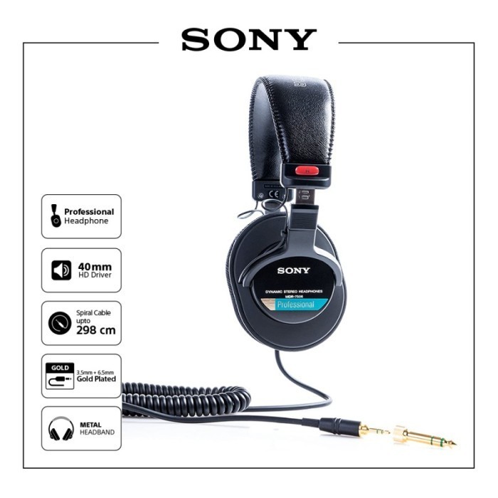 Sony Mdr-7506 / Mdr7506 / Mdr 7506 Stereo Headphone Profesional