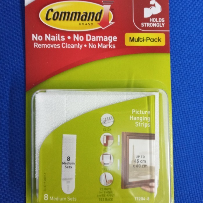 

HOT SALE 3M command picture hanging strips 17204-8 kapasitas 5.4kg isi 8sets