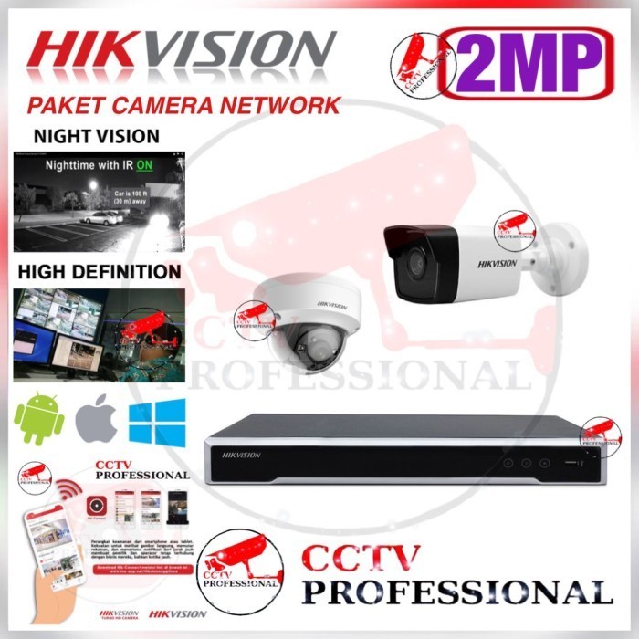 Paket Cctv Ip Camera 6 Camera 8 Ch Hikvision 2Mp Network Lengkap