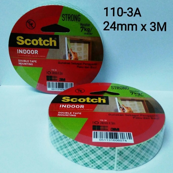 

TERMURAH 3M Double Tape Monting 110-3A Tahan beban 7kg/mtr 24mm x 3mtr