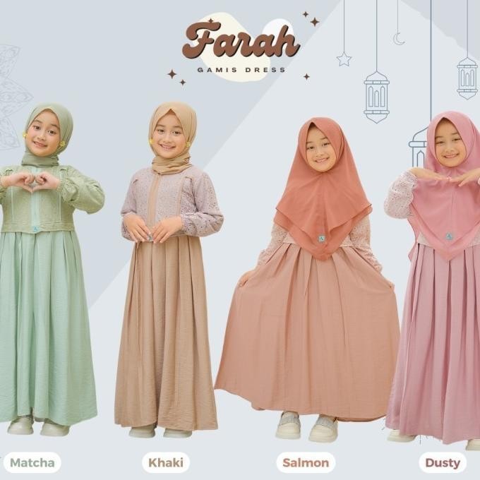 Terbaru  Gamis Farah Ori A2Kids Baju Muslim Brokat Anak Remaja Emilyspick