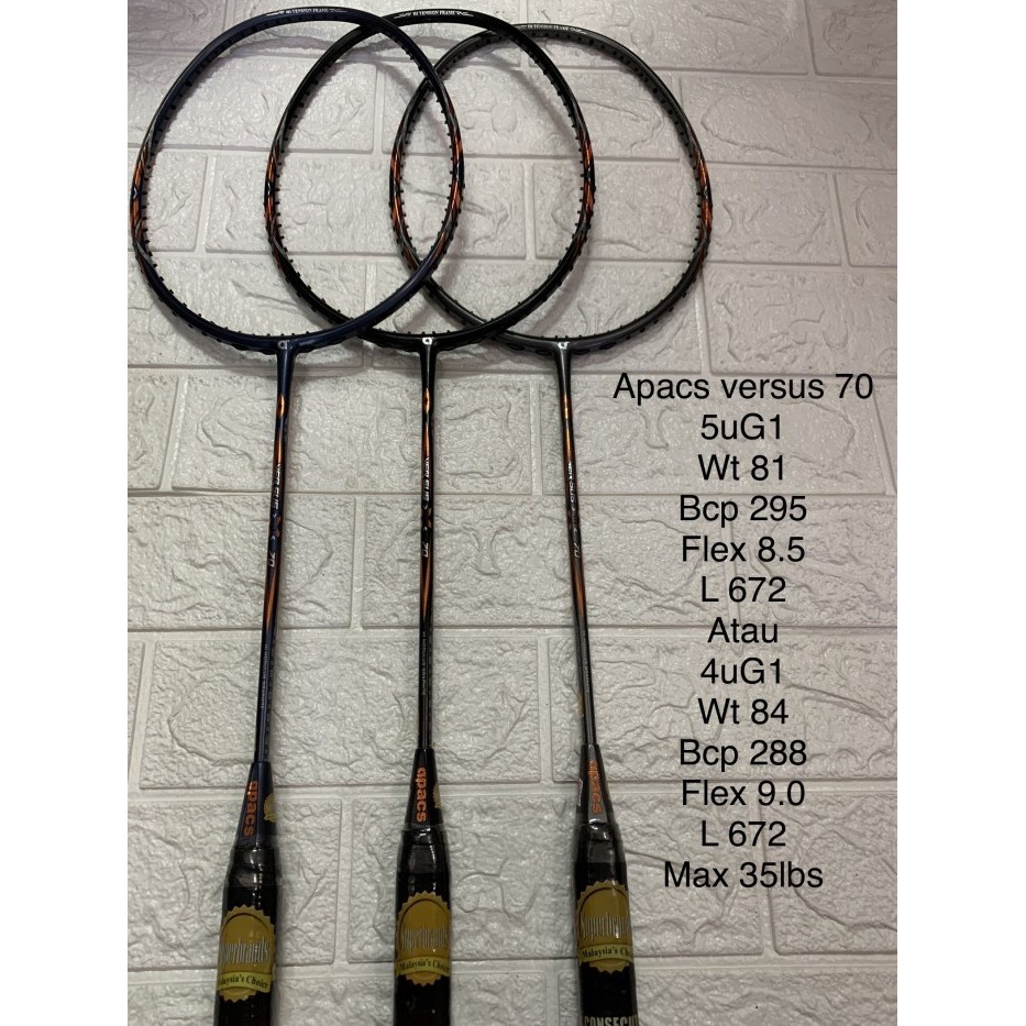 Raket Badminton APACS VERSUS 70 +Senar kuat 35lbs ORIGINAL