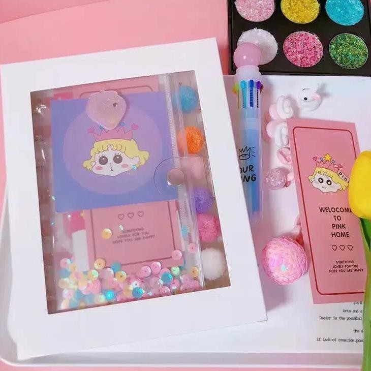 

Spesial Diskon Binder jelly glitter rainbow kartun jepang bentoy import notebook diary lucu A6 ||