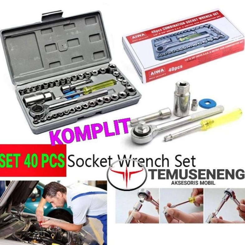 New Set Kunci Sok 40 Pcs Kunci Sock Mobil Motor Kunci Bengkel Full Lengkap Terlaris