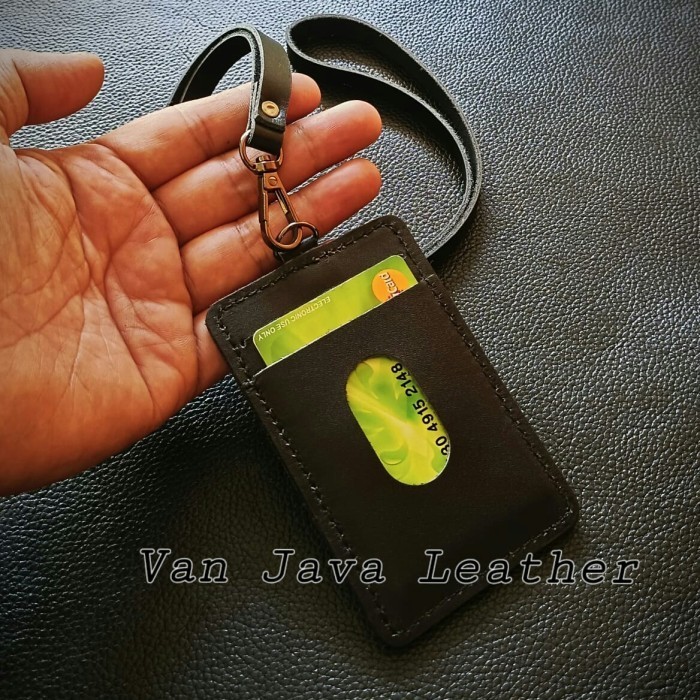 

BARANG TERLARIS Dompet id card holder kulit asli-name tag tali pria-wanita-original