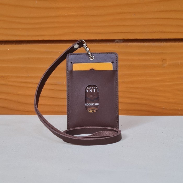 

BARANG TERLARIS Id Card Holder Gantungan Kulit Coklat