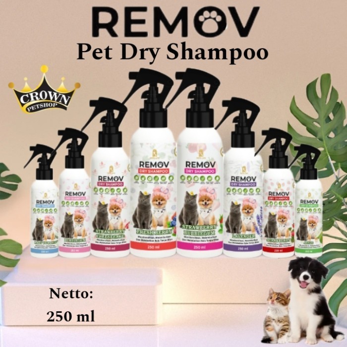REMOV Pet Dry Shampoo 250 ml / Sampo Tanpa Bilas Untuk Kucing & Anjing