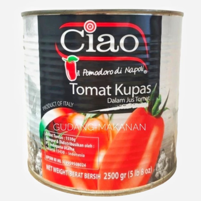 

Ciao Italian Peeled Tomato Premium 2500gr Tomat Kupas Chopped Tomato