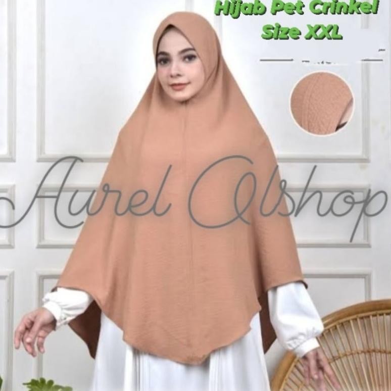 Hijab Khimar Ped Jumbo Crinkel Xxl Jilbab Bergo  Ped Antem Kerudung Instan Crinkle Airflow