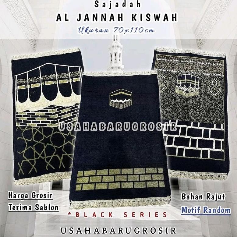 Sejadah Kiswah Antik Khusus Hitam Sajadah Rumbai Tambang Tipis Sejadah Turki Ukuran 70X110Cm