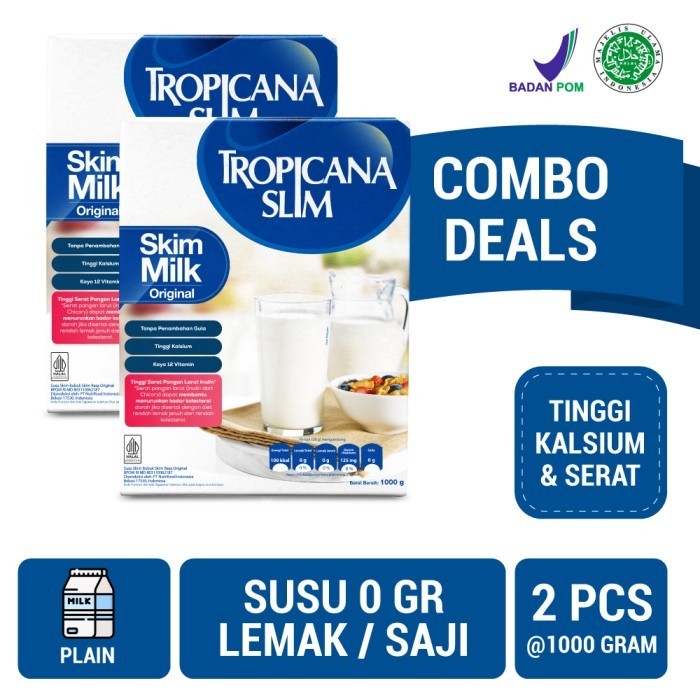 

Twin Pack: Tropicana Slim Non Fat Skim Milk Plain 1Kg