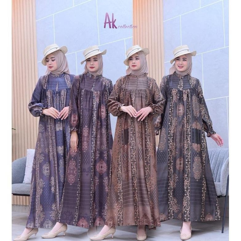 Elin Dress |Gamis Motif Silk Premium /Gamis Pesta Silk /Gamis Semi Sutra /Gamis Silk |Gamis Kondanga