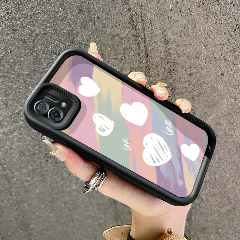 Casing Hp OPPO A16K OPPO A16E Case Warna hati merah muda dan ungu lucu Casing HP lembut ganda Kesing