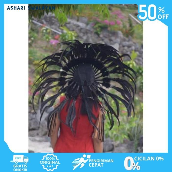 TOPI INDIAN - INDIAN HEADDRESS SMALL AYAM HITAM FULL GRATIS ONGKIR