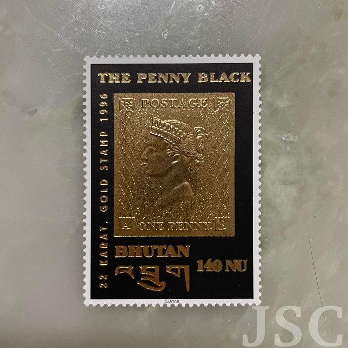 

Terlaris Perangko Lapis Emas 22K Gold Stamp, Bhutan 1996 The Penny Black Mint SALE