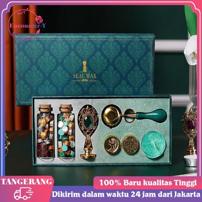 

Terlaris Retro Seal Wax Set/Stamps Wax Seal Detachable Stamp Spoon SALE