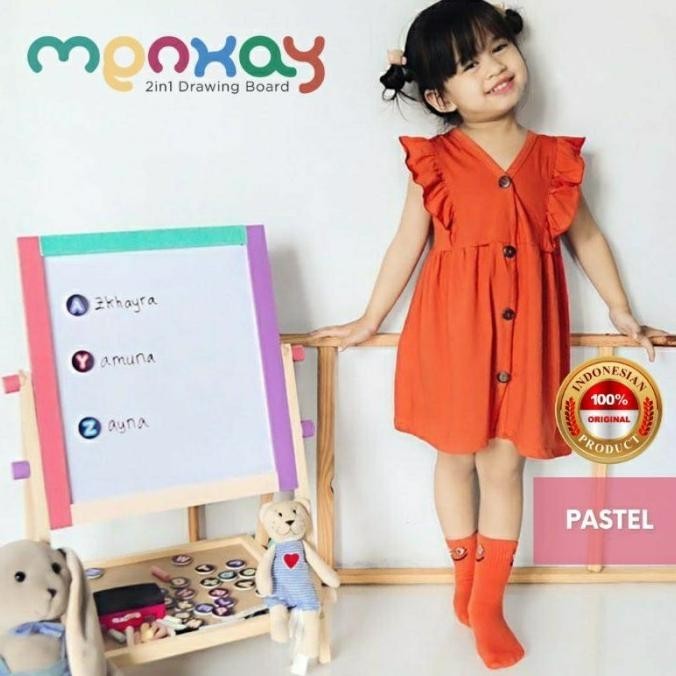 

Papan Tulis Anak Dua Sisi MENKAY Wooden 2 in 1 Board Warna Pastel CM