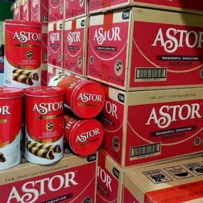 

#####] [1 Karton = 6 kaleng @330 GRAM] Astor Coklat Kemasan Kaleng Panjang